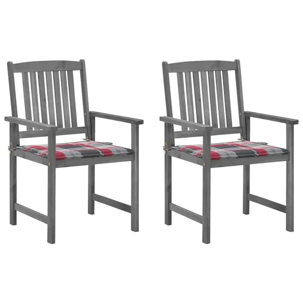 Chaises de jardin et coussins lot de 2 Gris Bois acacia massif