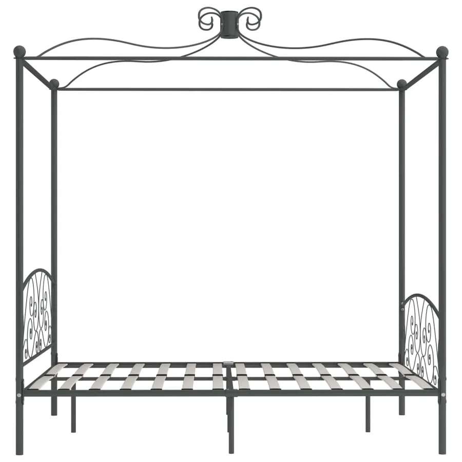 Cadre de lit à baldaquin sans matelas gris métal 140x200 cm - 4