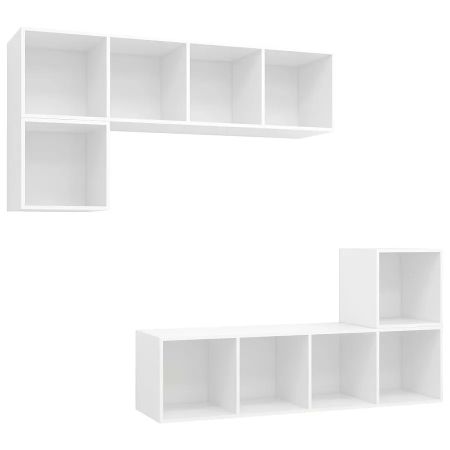 Ensemble de meuble TV 4 pcs Blanc Bois d'ingénierie - 2