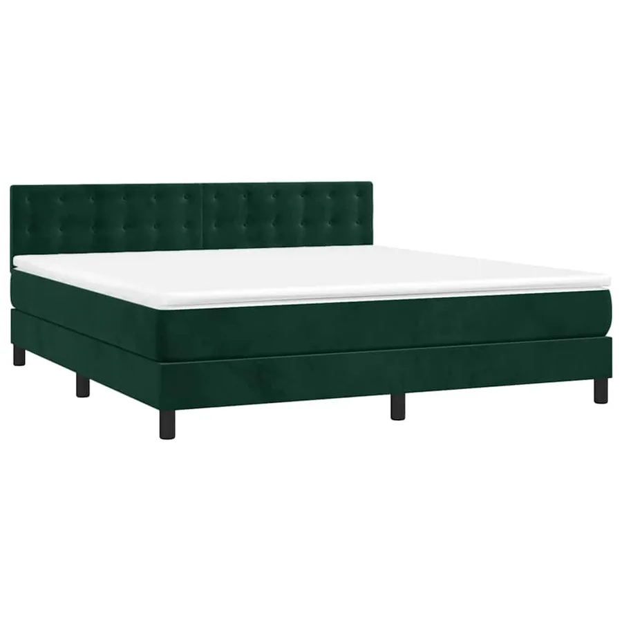 Sommier à lattes de lit matelas et LED Vert foncé 160x200 cm - 3
