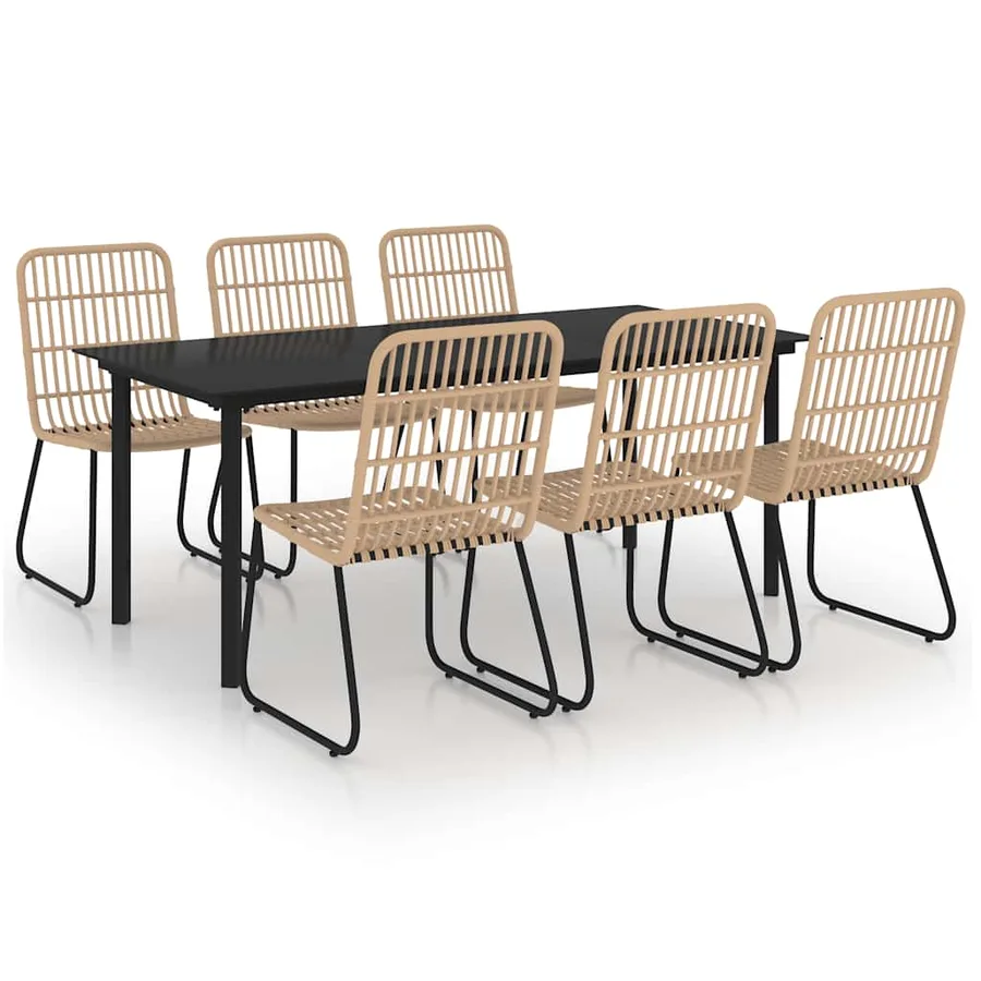 Ensemble à manger d'extérieur 7 pcs résine tressée et verre - 2