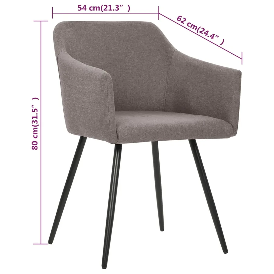 Chaises à manger lot de 4 taupe tissu - 7