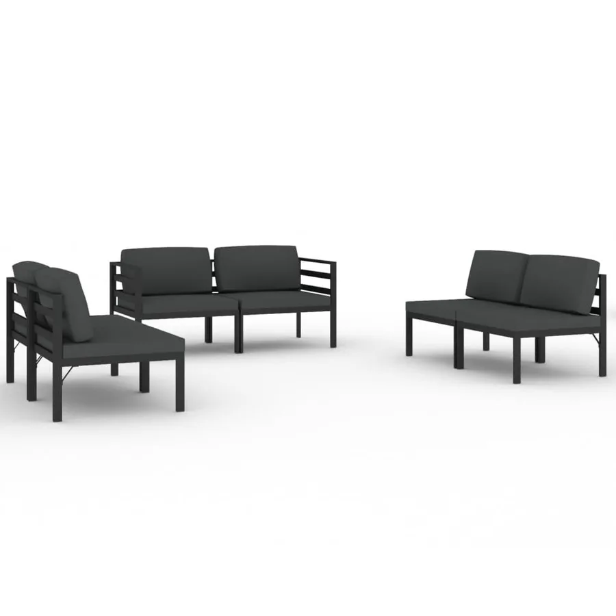 Salon de jardin 6 pcs avec coussins Aluminium Anthracite - 2