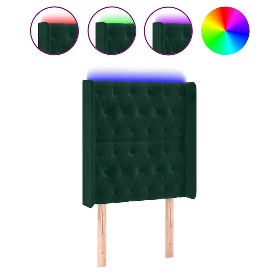 Tête de lit à LED Vert foncé 83x16x118/128 cm Velours - 2