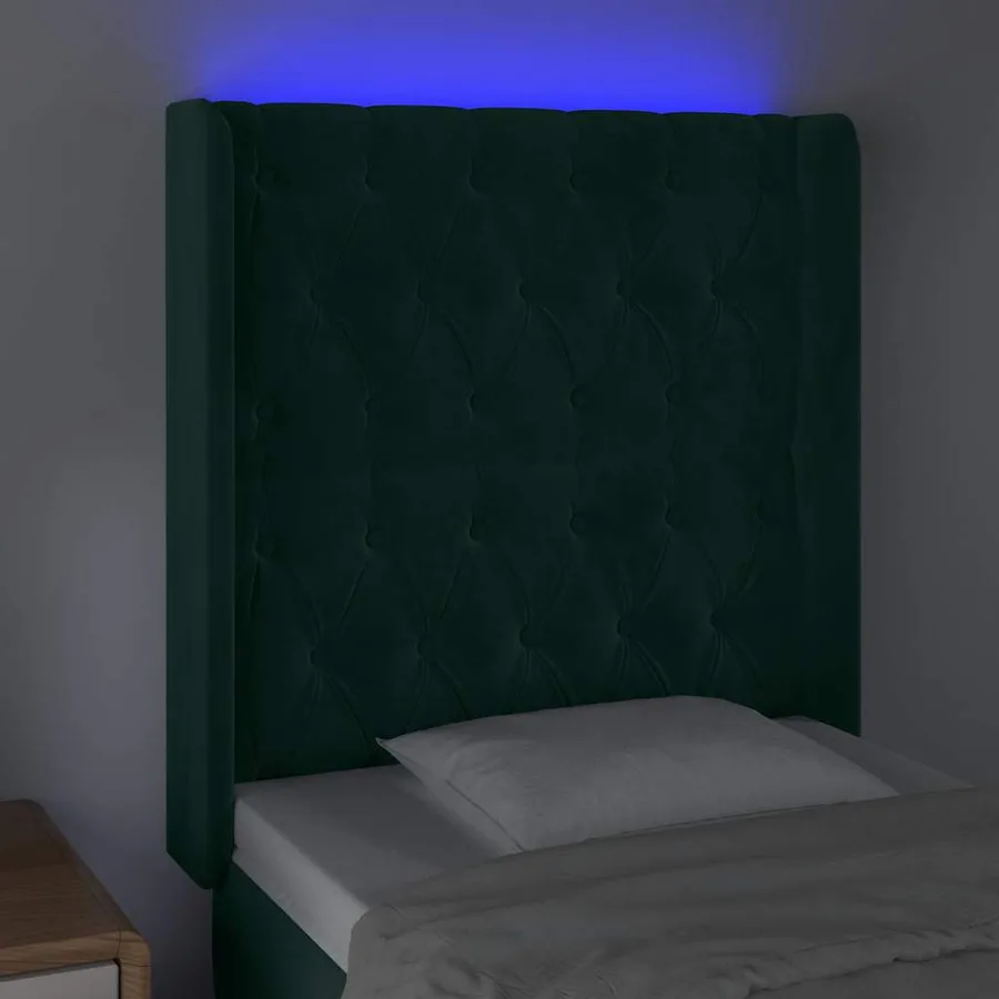 Tête de lit à LED Vert foncé 83x16x118/128 cm Velours - 4