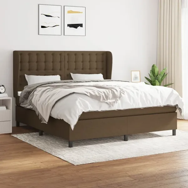 Sommier à lattes de lit avec matelas Marron foncé 160x200 cm