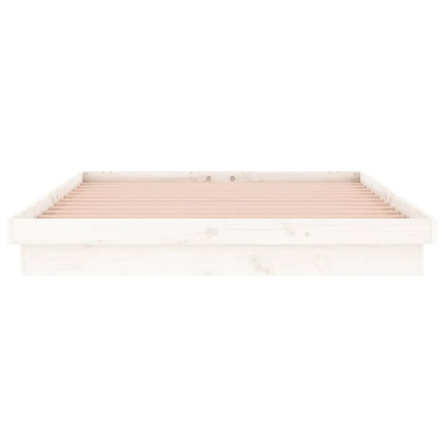 Cadre de lit à LED sans matelas blanc bois massif - 7