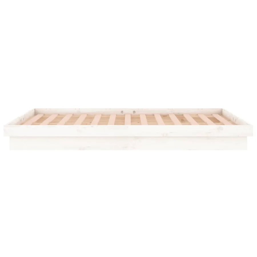 Cadre de lit à LED sans matelas blanc bois massif - 8