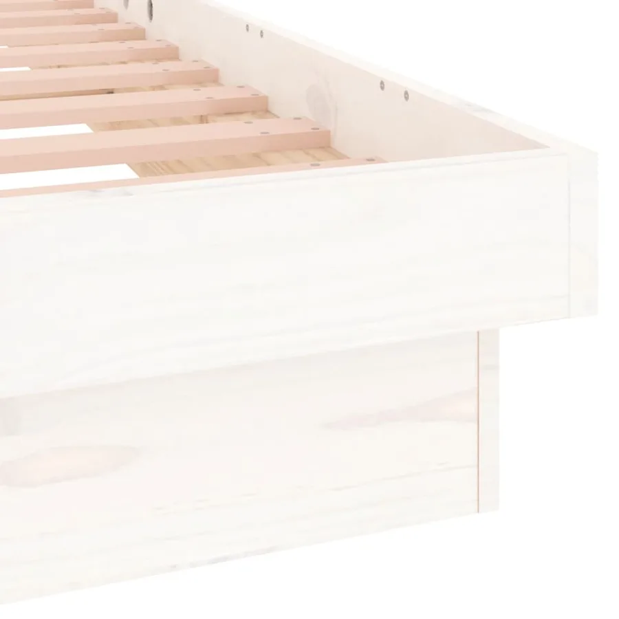 Cadre de lit à LED sans matelas blanc bois massif - 9