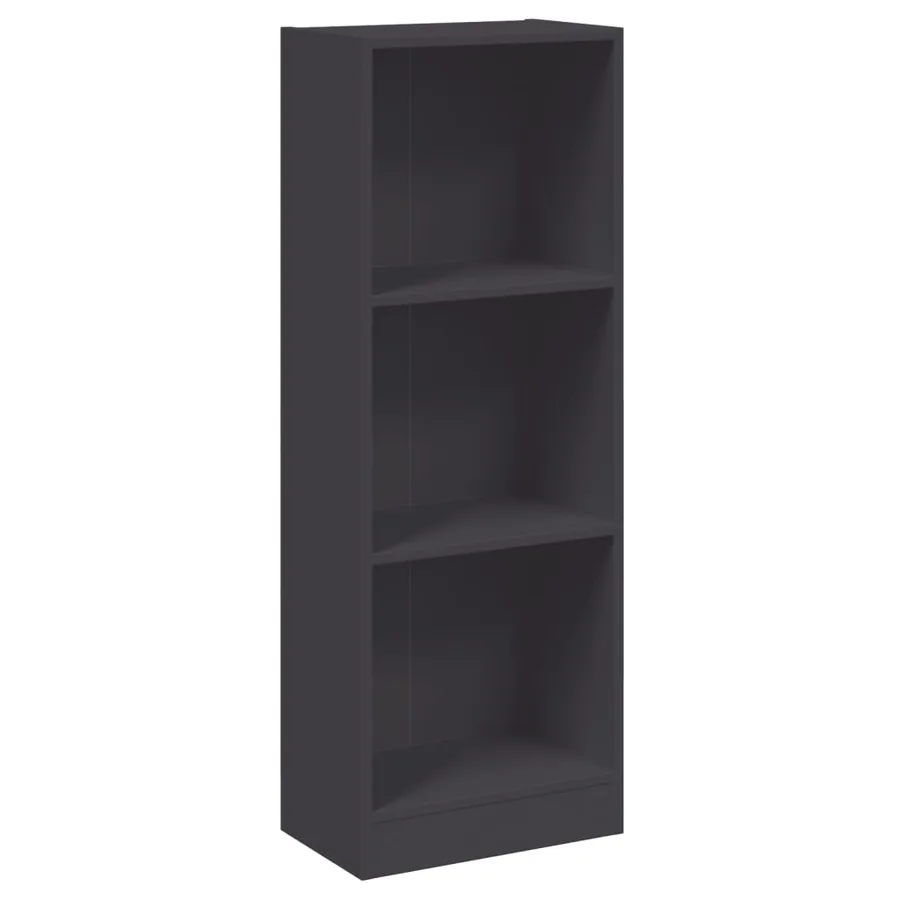 Bibliothèque à 3 niveaux gris 40x24x109 cm bois d'ingénierie - 2