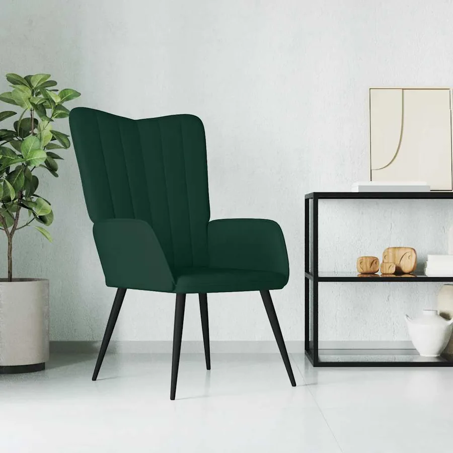 Chaise de relaxation Vert foncé Velours