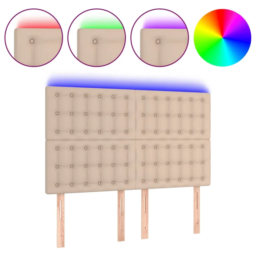Tête de lit à LED Cappuccino 144x5x118/128 cm Similicuir - 2