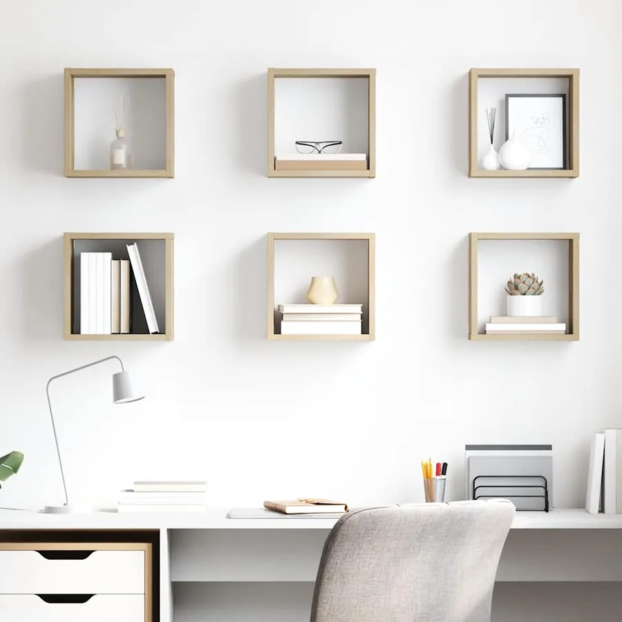 Étagères cube murales 6 pcs Chêne sonoma 26x15x26 cm