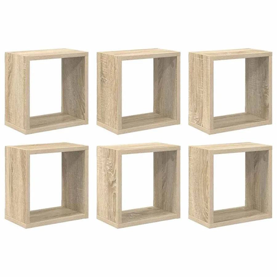 Étagères cube murales 6 pcs Chêne sonoma 26x15x26 cm - 2
