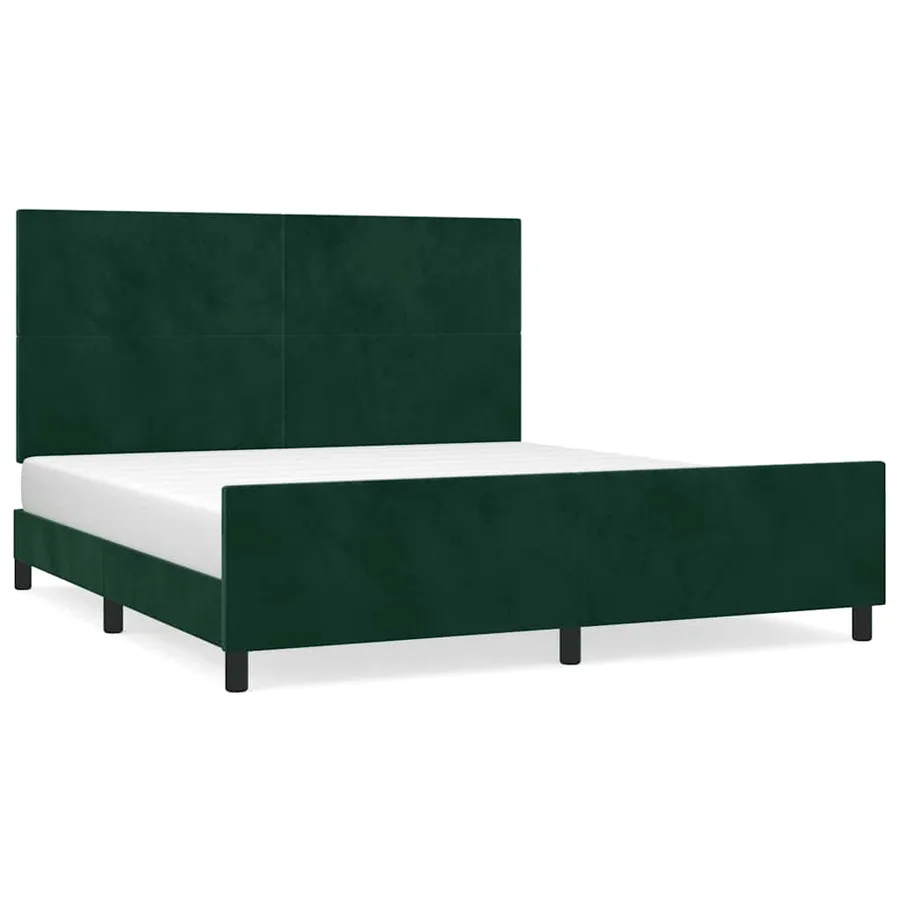 Cadre de lit sans matelas vert foncé velours - 2