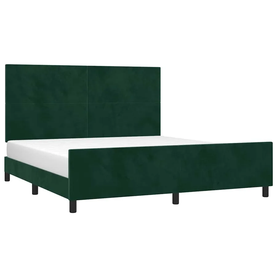 Cadre de lit sans matelas vert foncé velours - 3