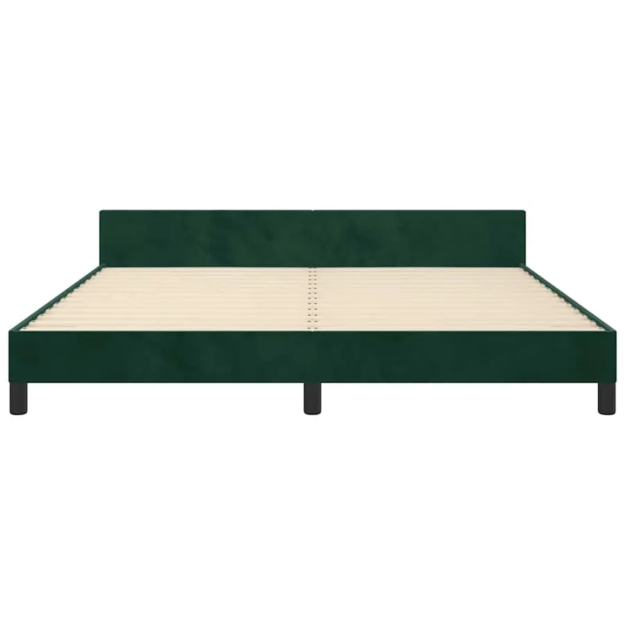 Cadre de lit sans matelas vert foncé velours - 6
