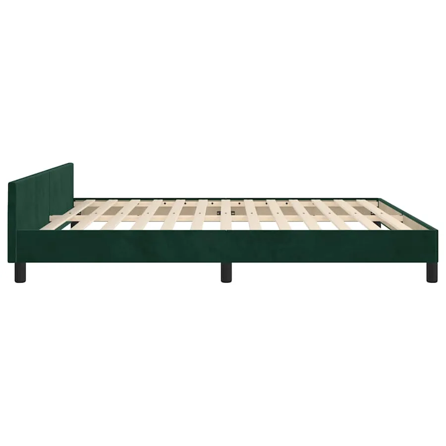 Cadre de lit sans matelas vert foncé velours - 7