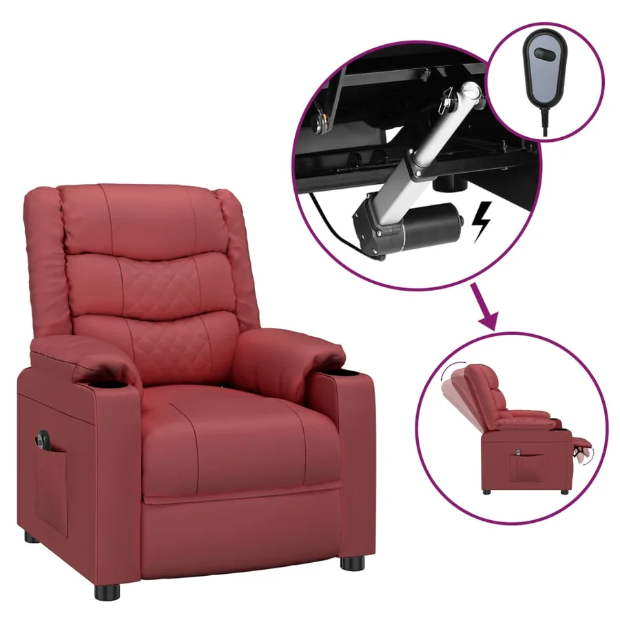 Fauteuil inclinable électrique Rouge bordeaux Similicuir - 2