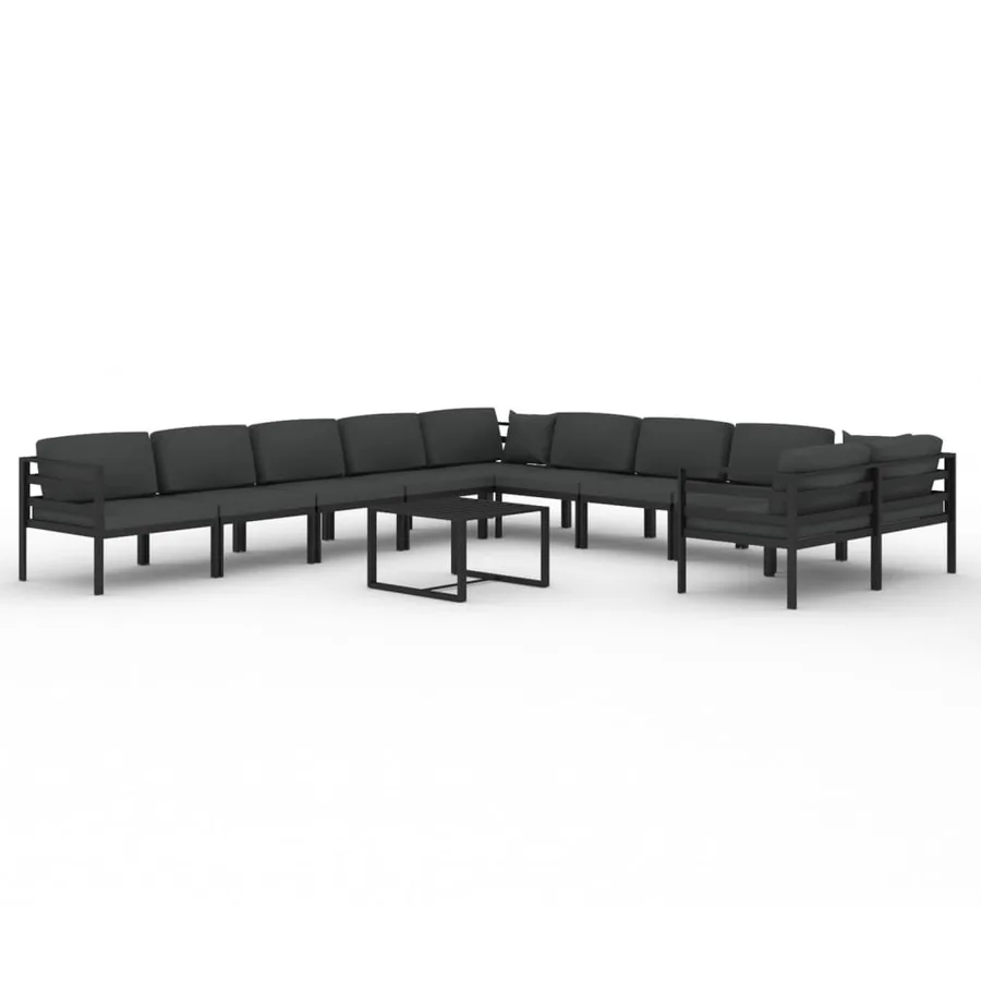 Salon de jardin 11 pcs avec coussins Aluminium Anthracite - 2