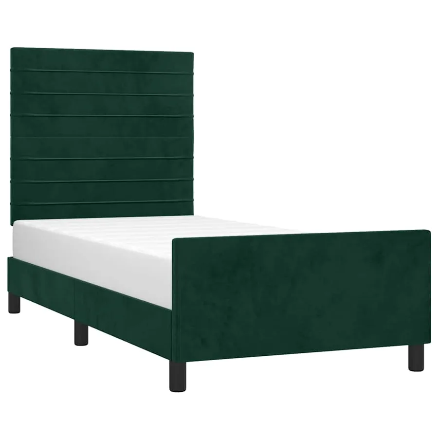 Cadre de lit sans matelas vert foncé 90x200 cm velours - 3