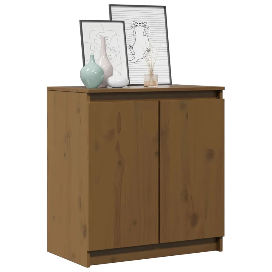 Armoire latérale marron miel 60x36x65 cm bois de pin massif - 4
