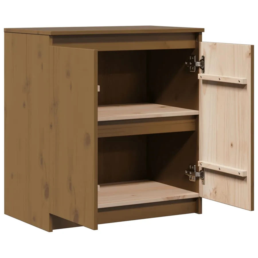Armoire latérale marron miel 60x36x65 cm bois de pin massif - 6