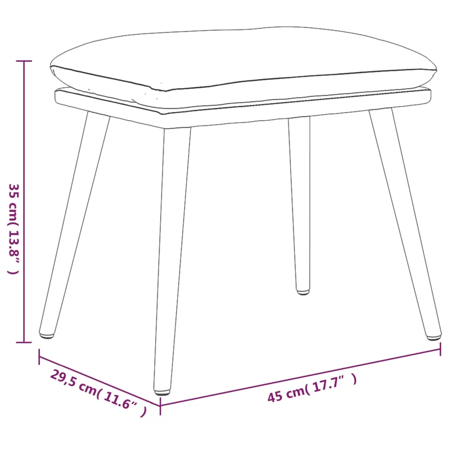 Chaise de relaxation avec tabouret Noir Tissu - 12