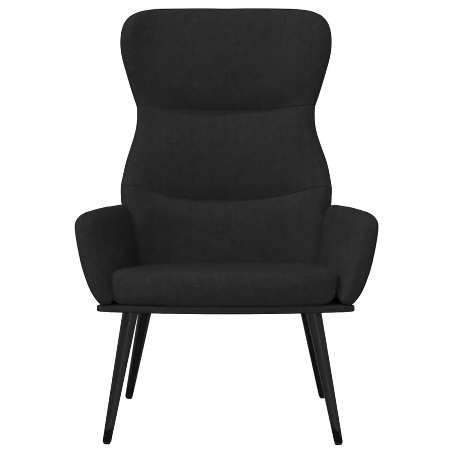 Chaise de relaxation avec tabouret Noir Tissu - 4