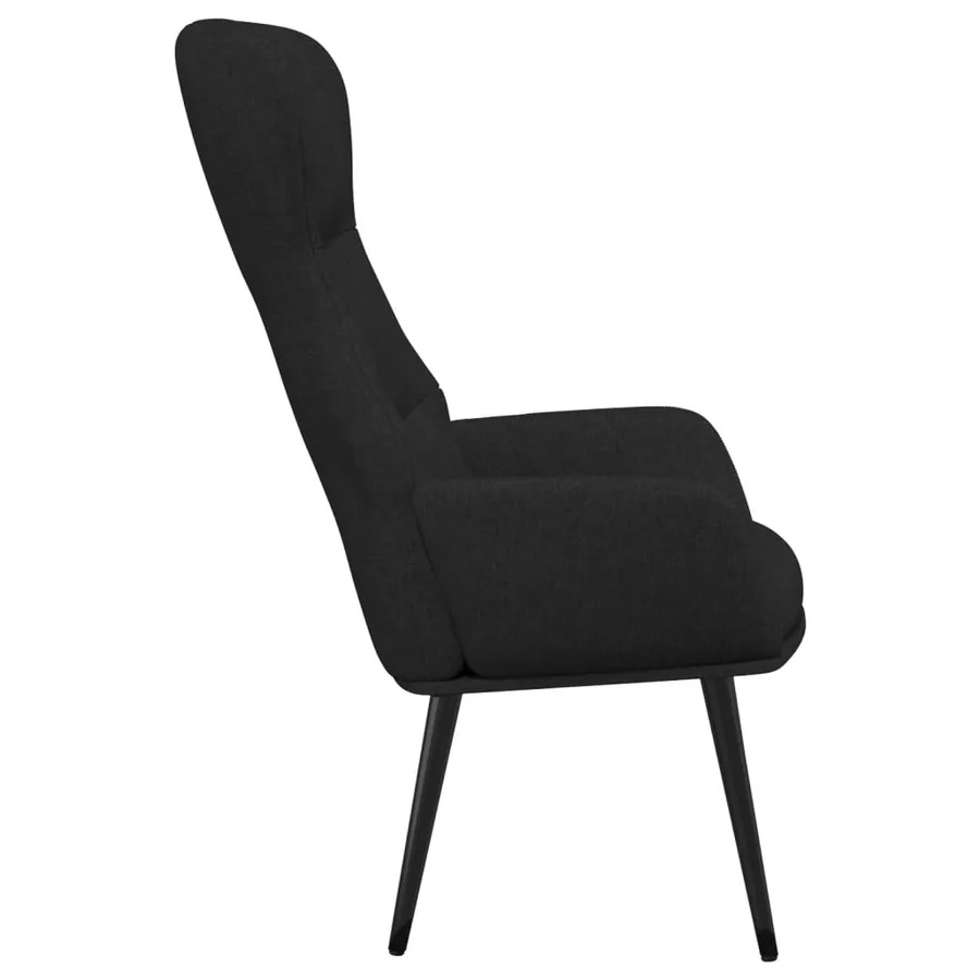 Chaise de relaxation avec tabouret Noir Tissu - 5