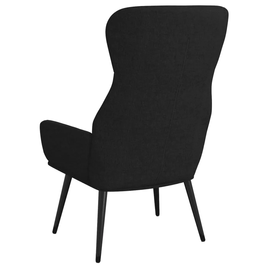 Chaise de relaxation avec tabouret Noir Tissu - 6