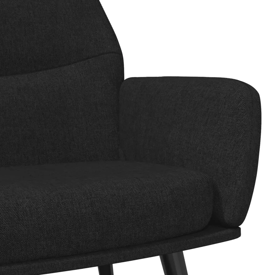 Chaise de relaxation avec tabouret Noir Tissu - 7