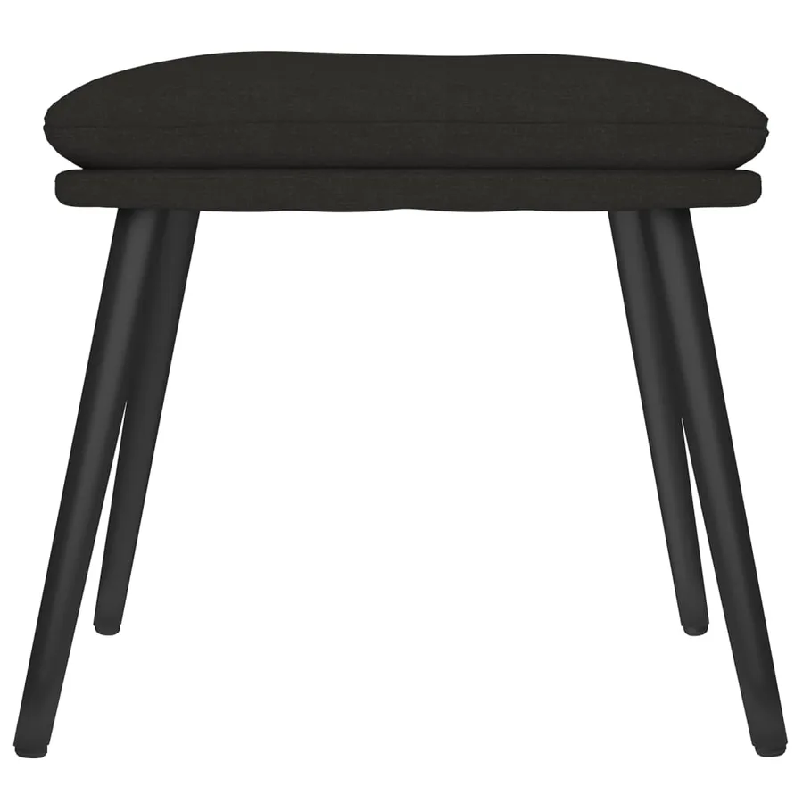 Chaise de relaxation avec tabouret Noir Tissu - 9