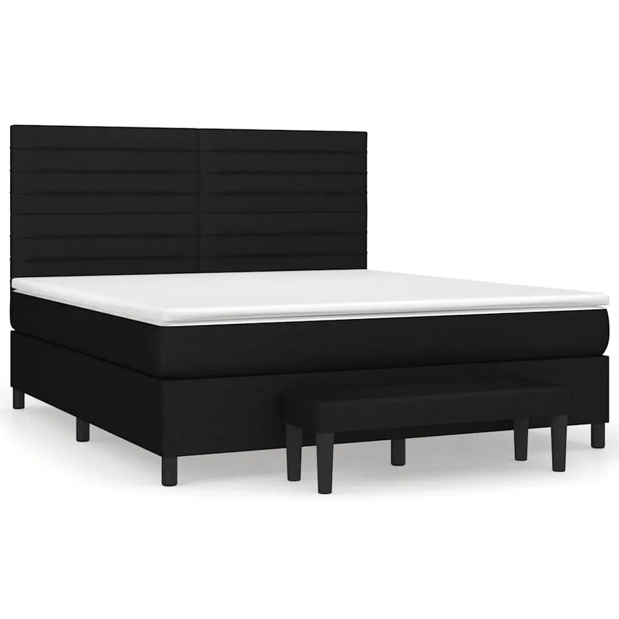 Sommier à lattes de lit avec matelas Noir 160x200 cm Tissu - 2