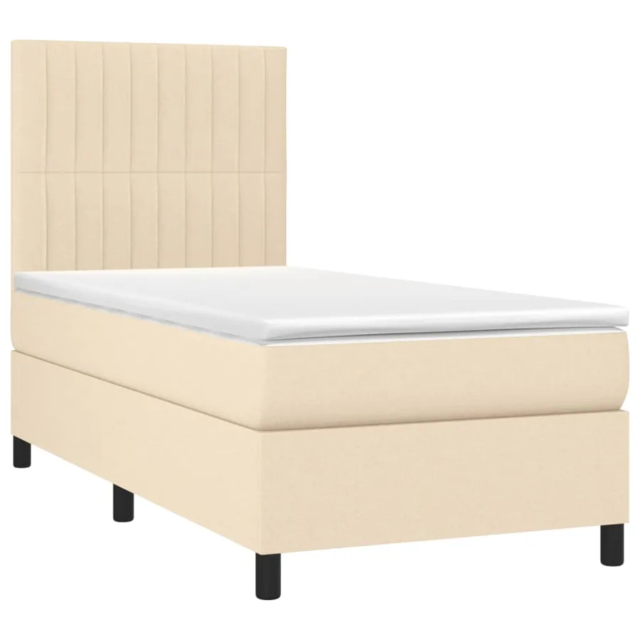 Sommier à lattes de lit avec matelas Crème 80x200 cm Tissu - 3