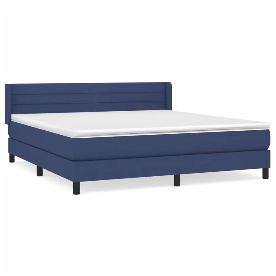 Sommier à lattes de lit avec matelas Bleu 160x200 cm Tissu - 2