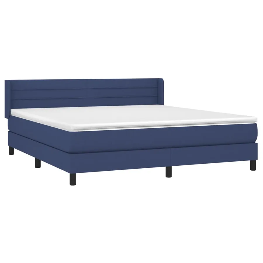 Sommier à lattes de lit avec matelas Bleu 160x200 cm Tissu - 3