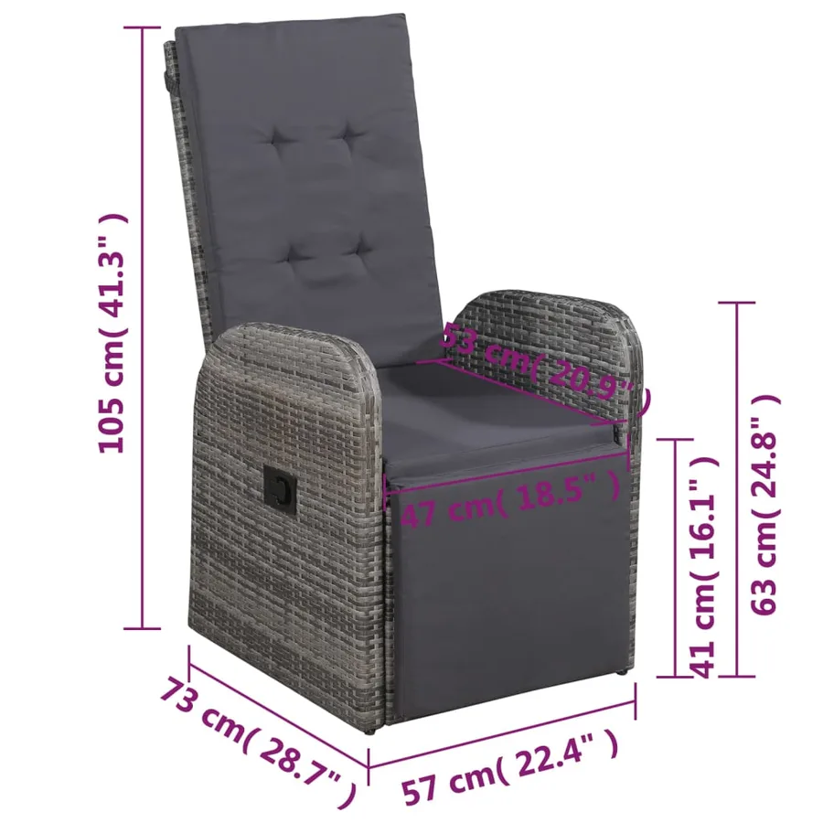 Ensemble à manger de jardin 5 pcs Gris - 10