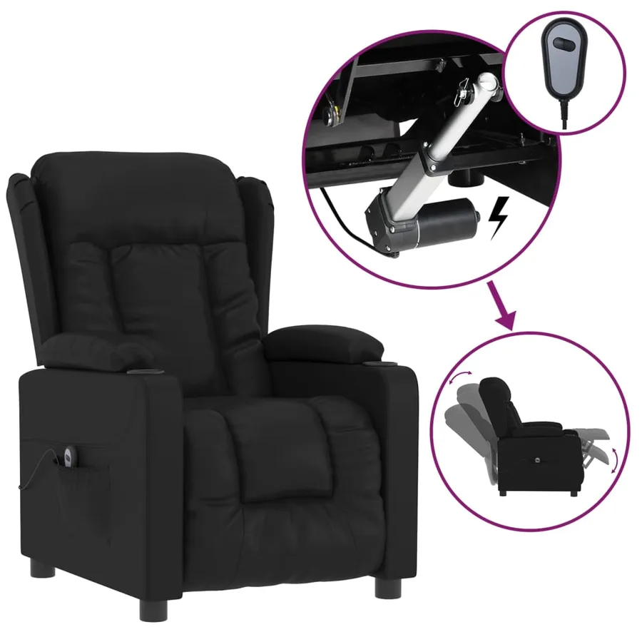Fauteuil inclinable électrique Noir Similicuir - 2