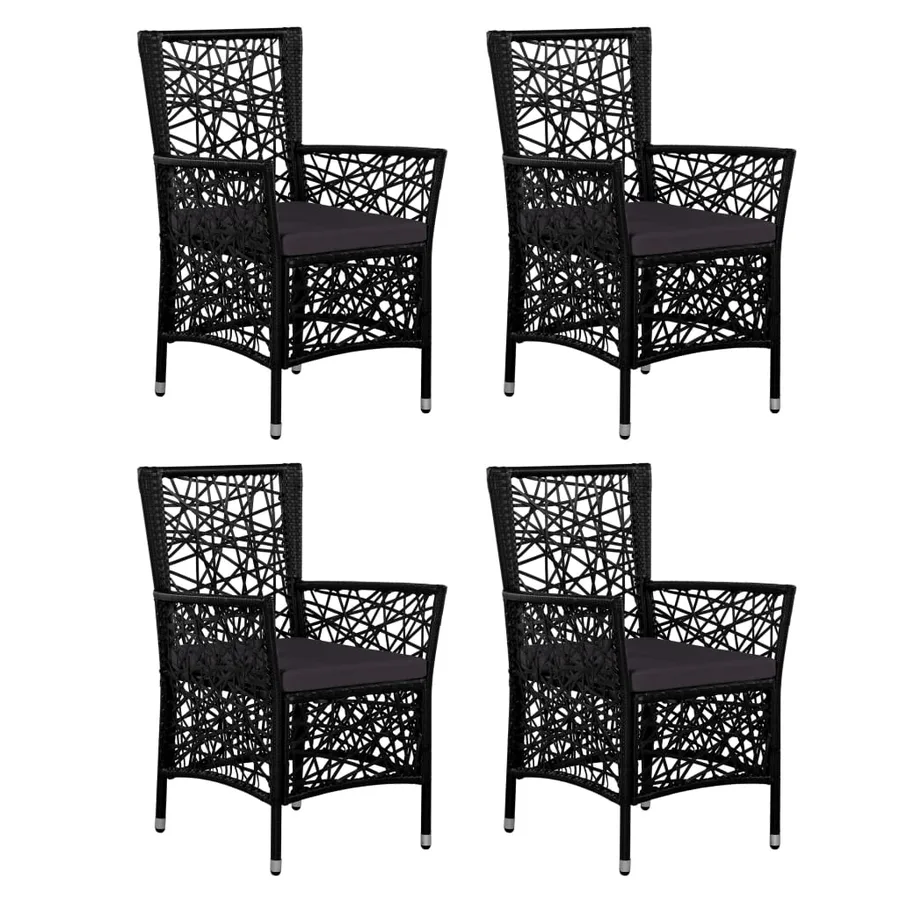 Ensemble à manger d'extérieur 5 pcs Résine tressée Noir - 3
