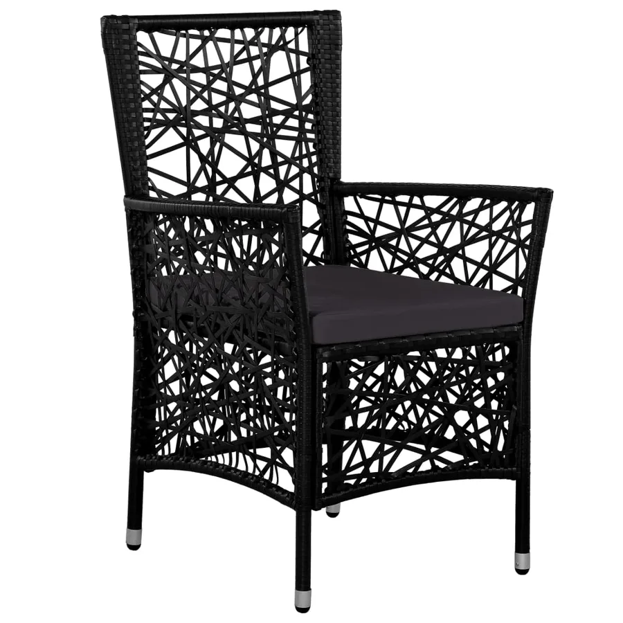 Ensemble à manger d'extérieur 5 pcs Résine tressée Noir - 4