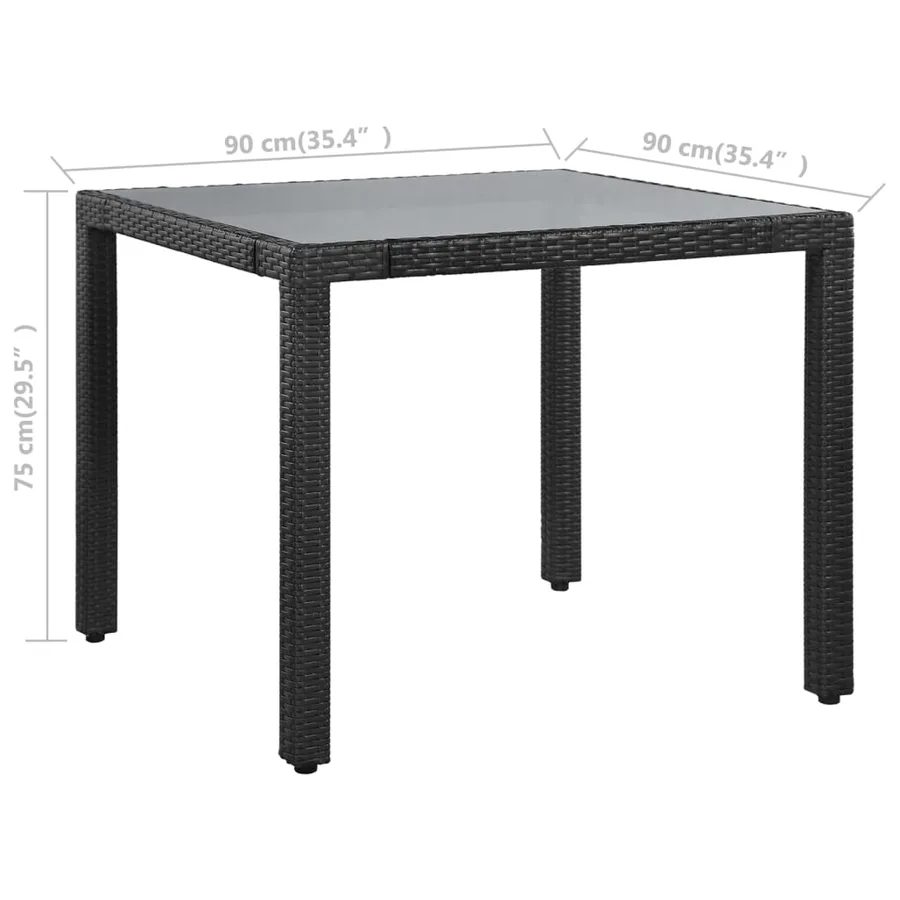 Ensemble à manger d'extérieur 5 pcs Résine tressée Noir - 7