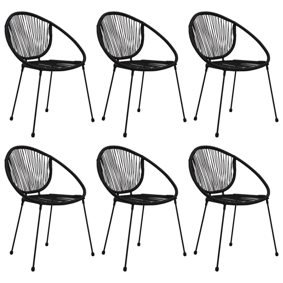 Ensemble à dîner d'extérieur 7 pcs Rotin PVC Noir - 3