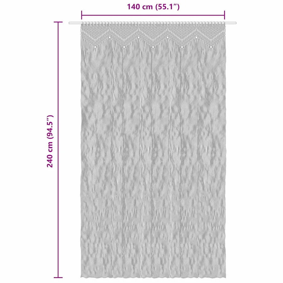 Rideau en macramé Anthracite 140x240 cm Coton - 6