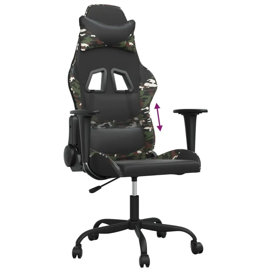 Chaise de jeu Noir et camouflage Similicuir - 7