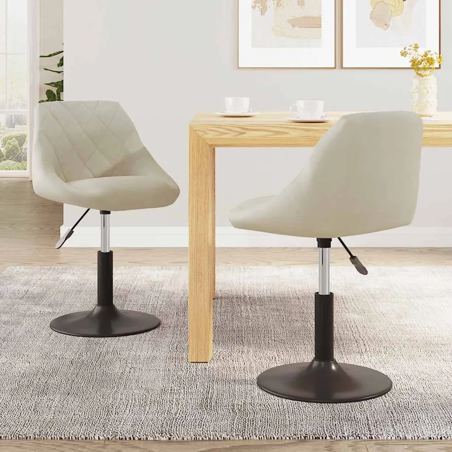 Chaises pivotantes à manger lot de 2 Crème Velours