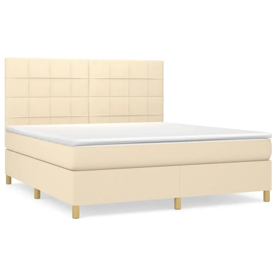Sommier à lattes de lit avec matelas Crème 180x200 cm Tissu - 2