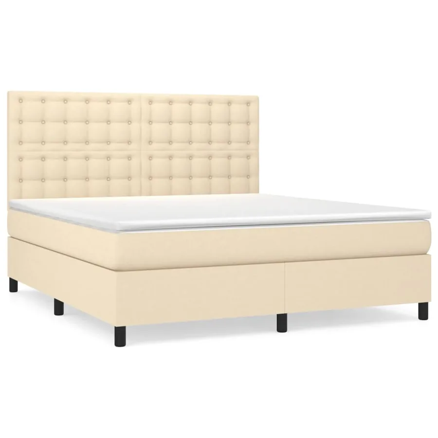 Sommier à lattes de lit avec matelas Crème 160x200 cm Tissu - 2