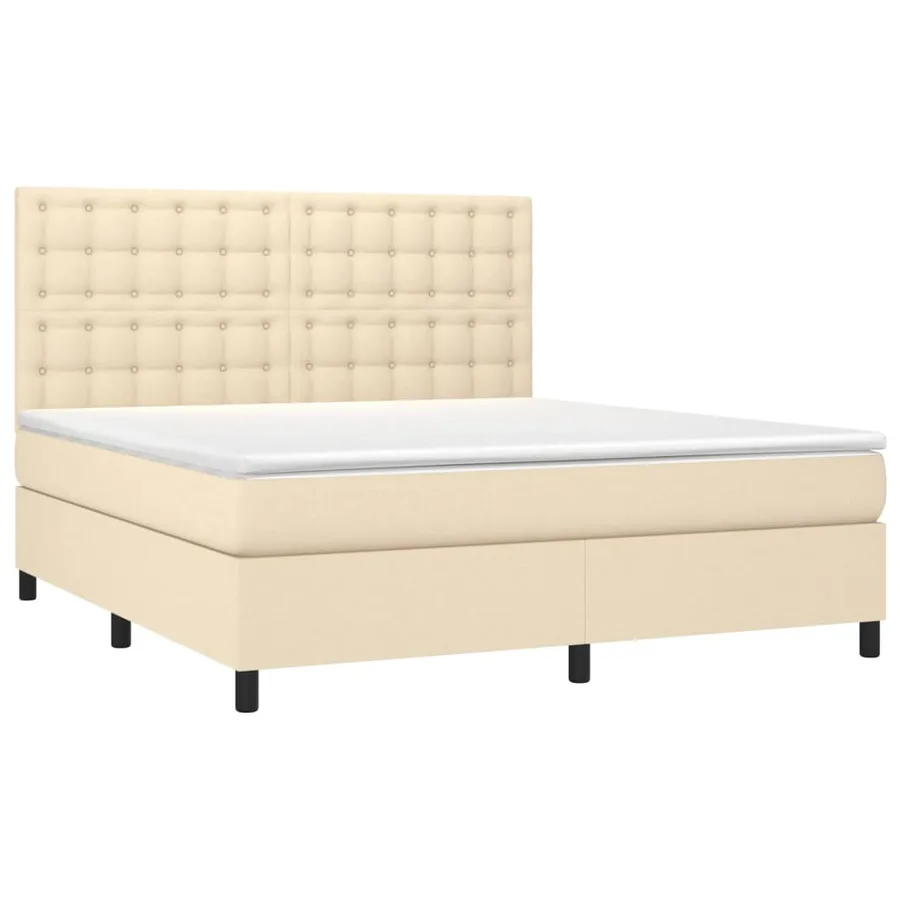 Sommier à lattes de lit avec matelas Crème 160x200 cm Tissu - 3