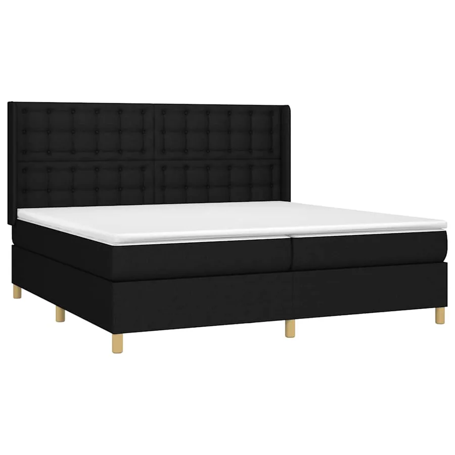 Sommier à lattes de lit avec matelas Noir 200x200 cm Tissu - 3